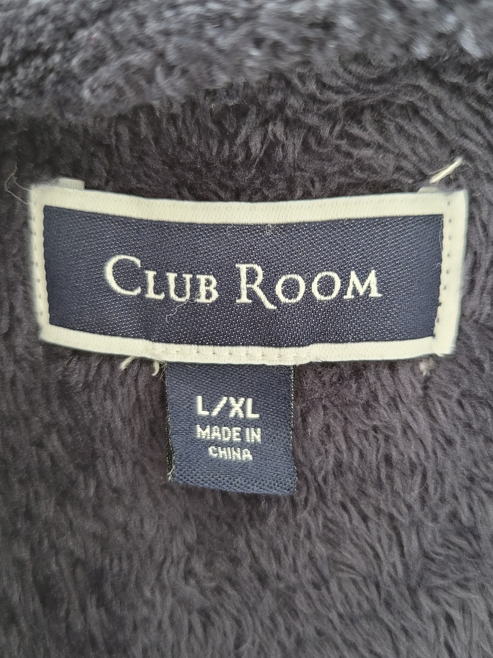Club Room Navy Plush Velour Robe L/XL - Picture 7 of 9
